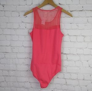 Ambiance Coral Tank Bodysuit Sweetheart Mesh Cut Out New with Tags Size S